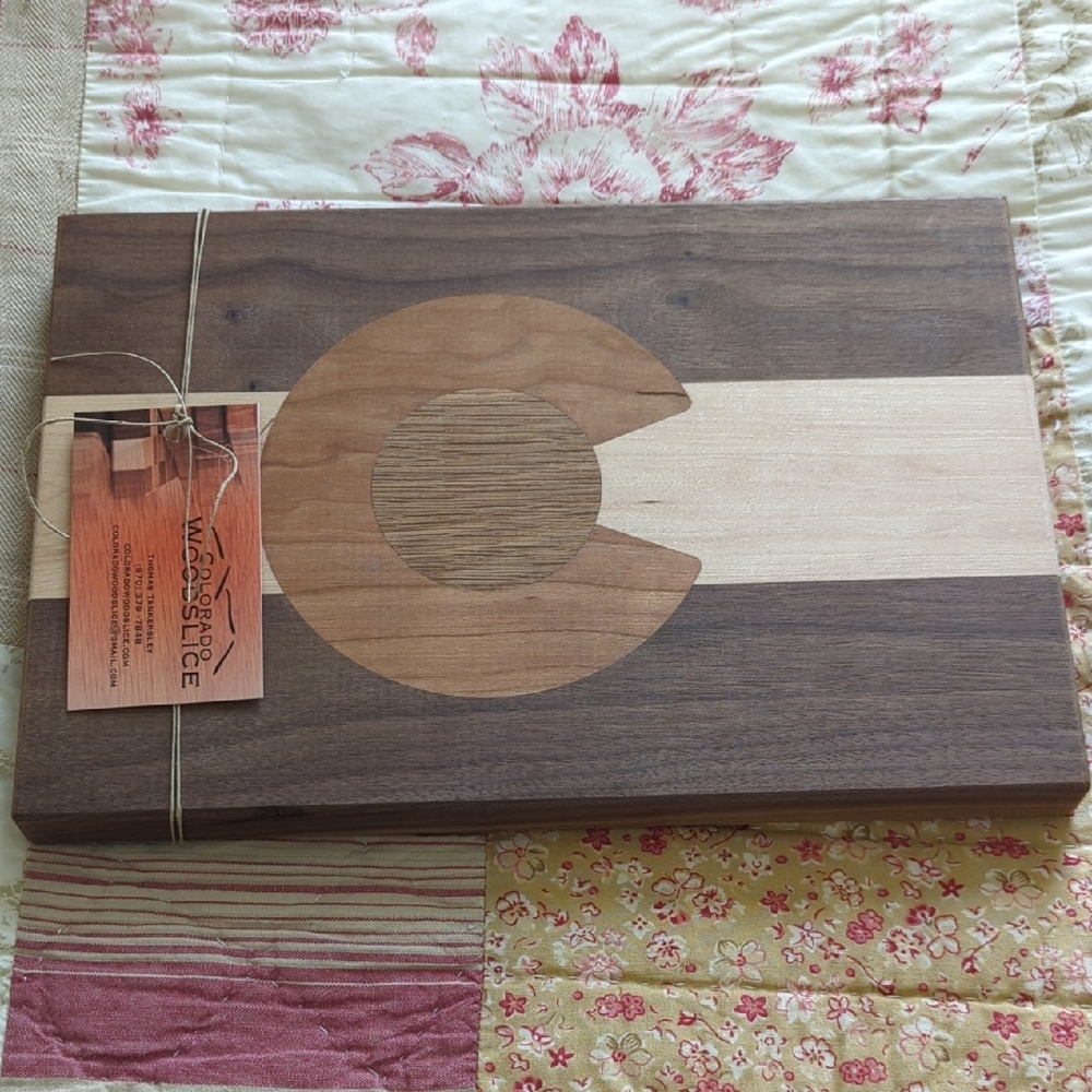 Wooden Cutting Board with Colorado Flag Design